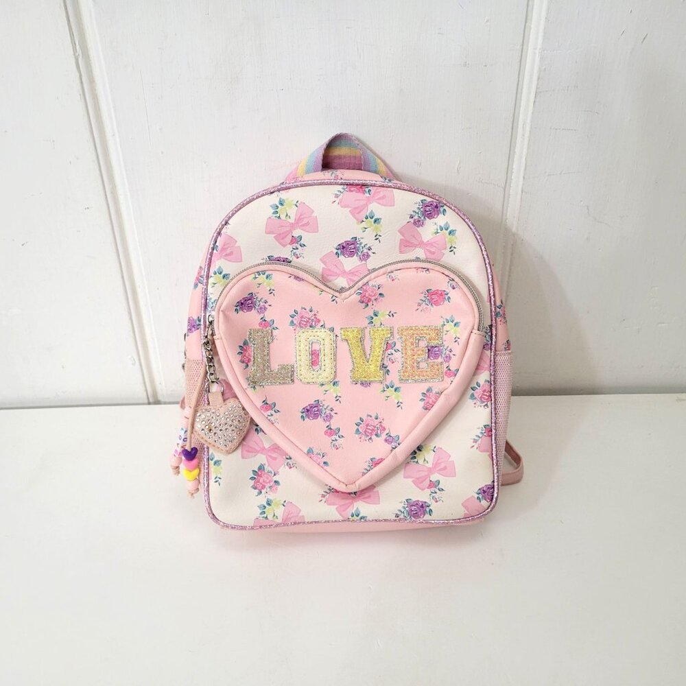 Miss Gwen's OMG Accessories Pink Floral Heart Love Backpack